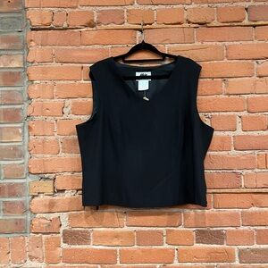 Vintage 100% Wool Black Sleeveless Blouse with Side Zipper